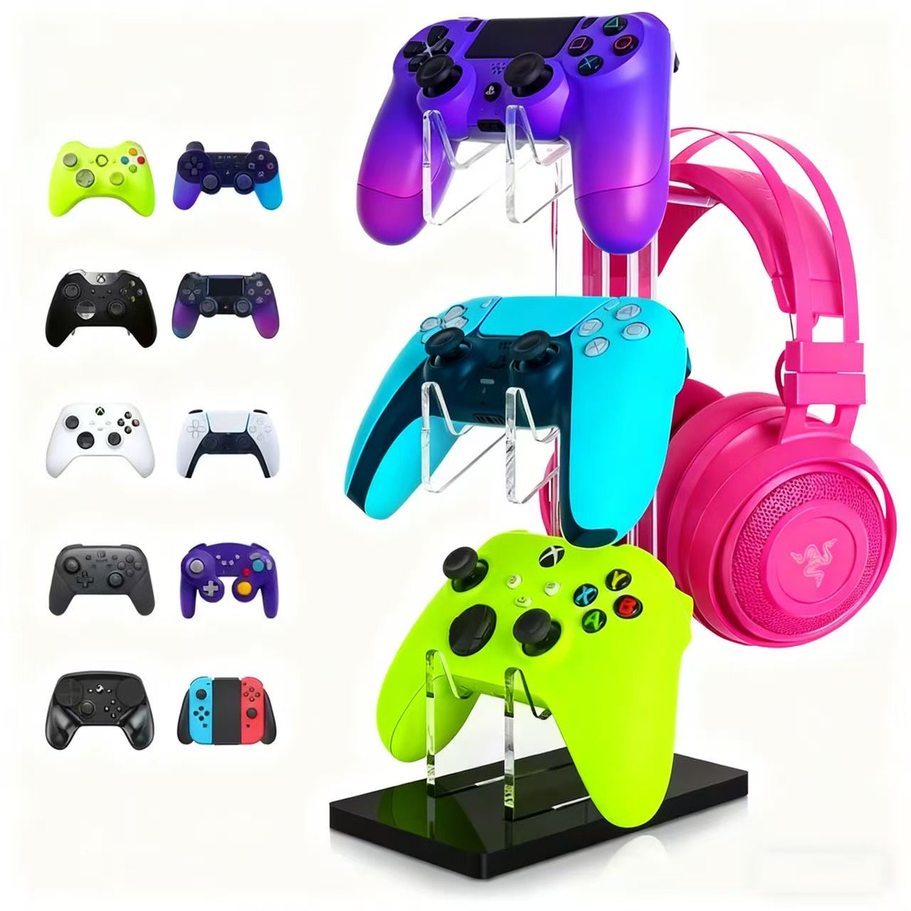 Headphone Stand Desk - Universal 2/3 Tier Controller Holder and