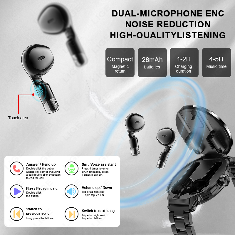 New Men's 2 In 1 Headset Smart – Earbuds Charging Case recenzja i cena