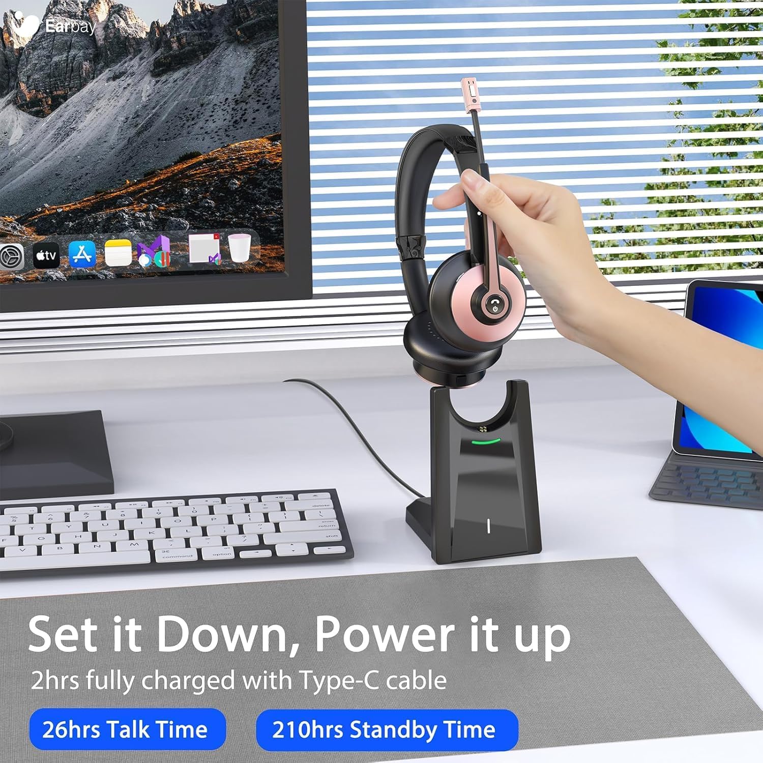 Wireless Headset with Mic, Noi – Noise Cancelling Headphone recenzja i cena