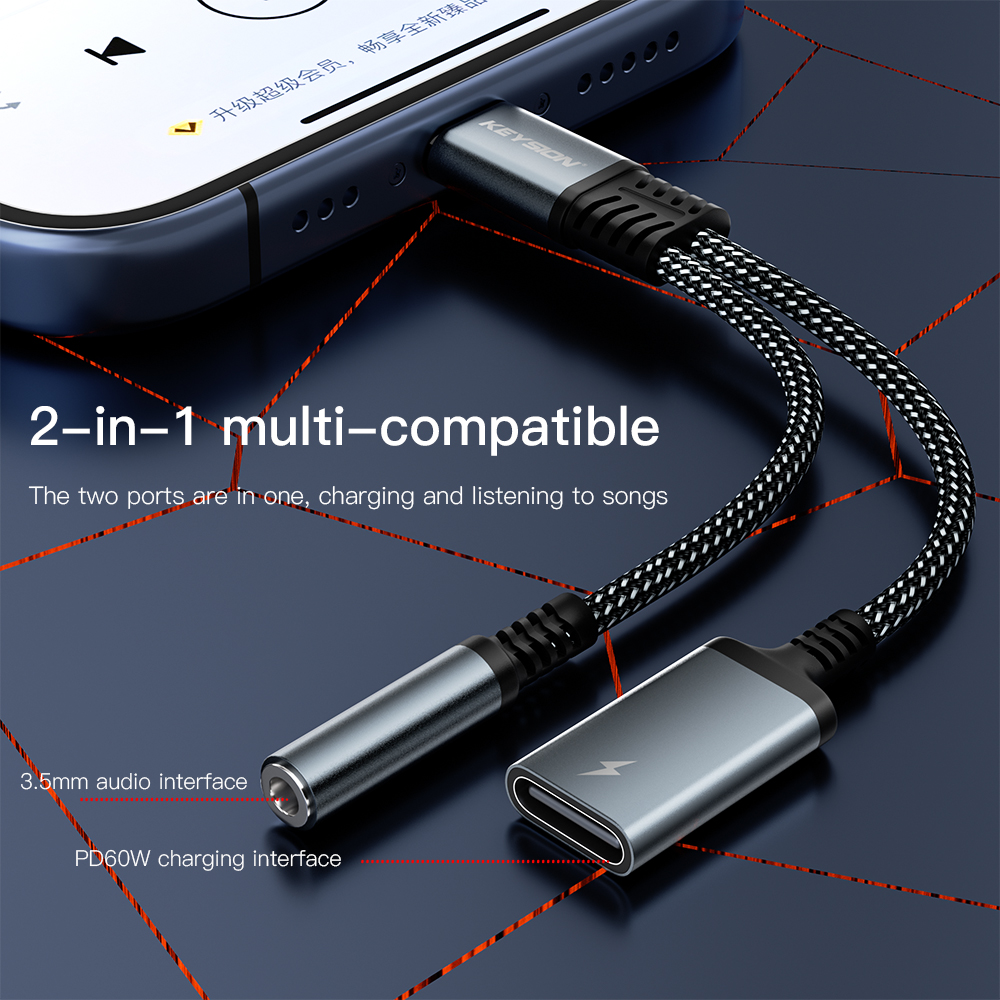 KEYSION 2 in 1 Type C to 3.5mm – Earphone Splitter Jack recenzja i cena