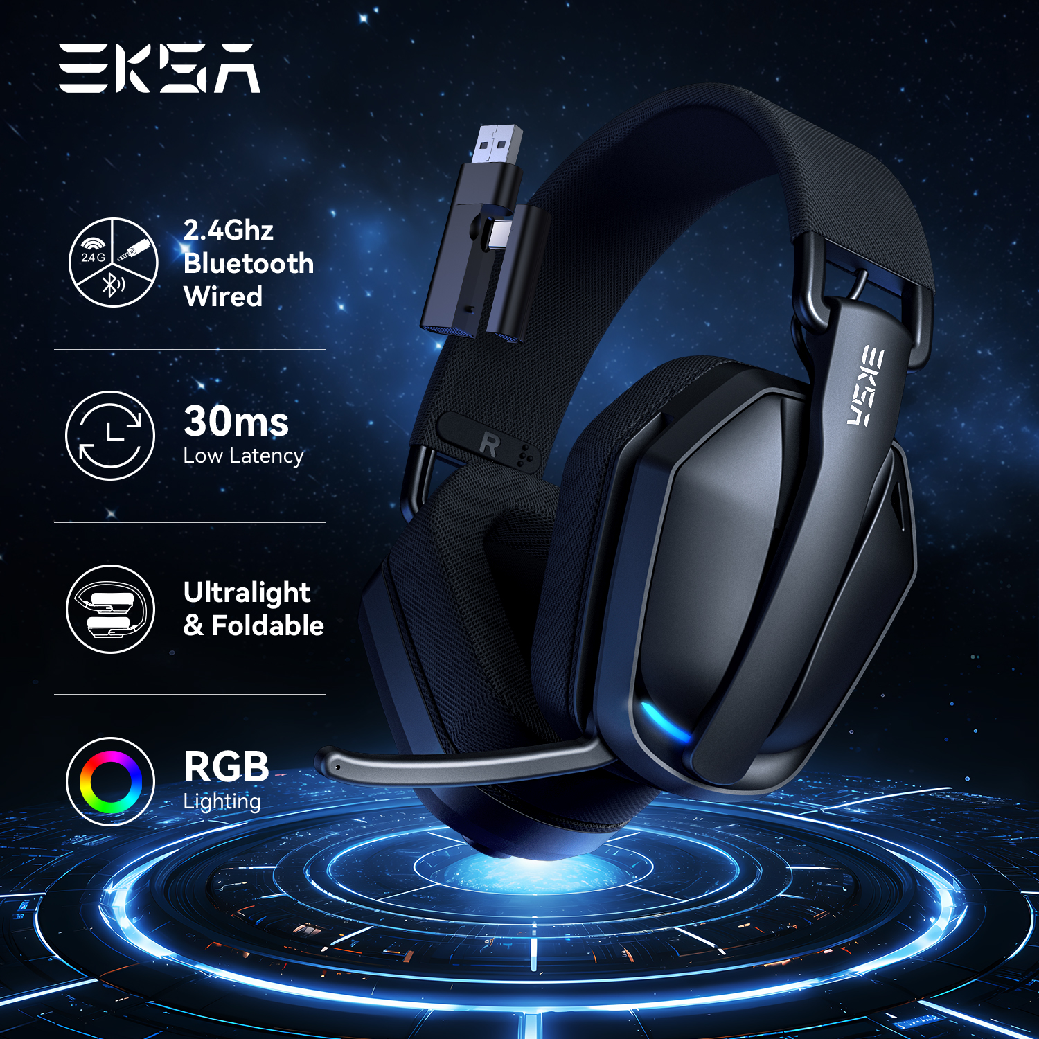 EKSA G19BT 2.4GHz Wireless Gam – Gaming Headset Rgb recenzja i cena