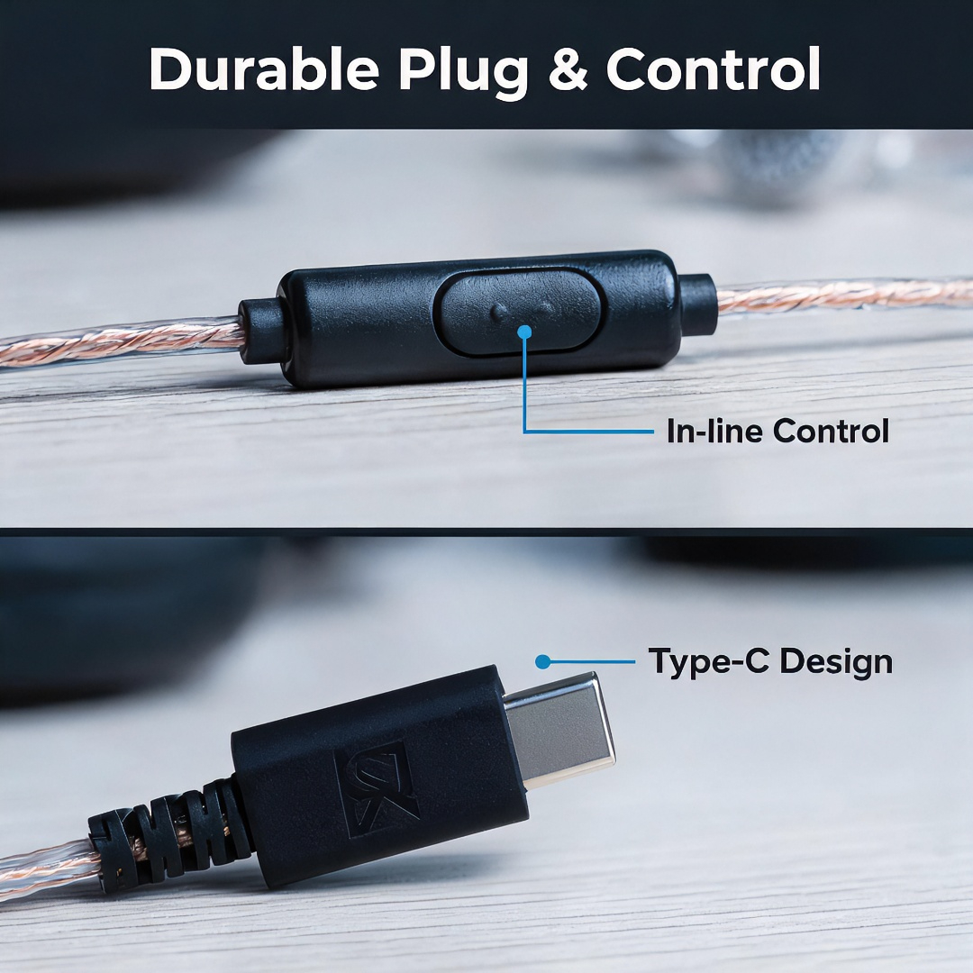 Type-C Wired Earbuds Retro Loo – Wired Earphone Mic recenzja i cena